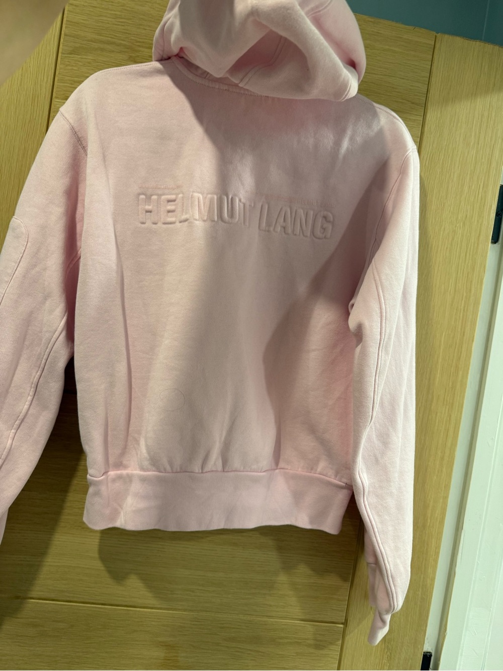 Helmut Lang Light Pink Embossed-Logo Hoodie - Picture 2 of 5